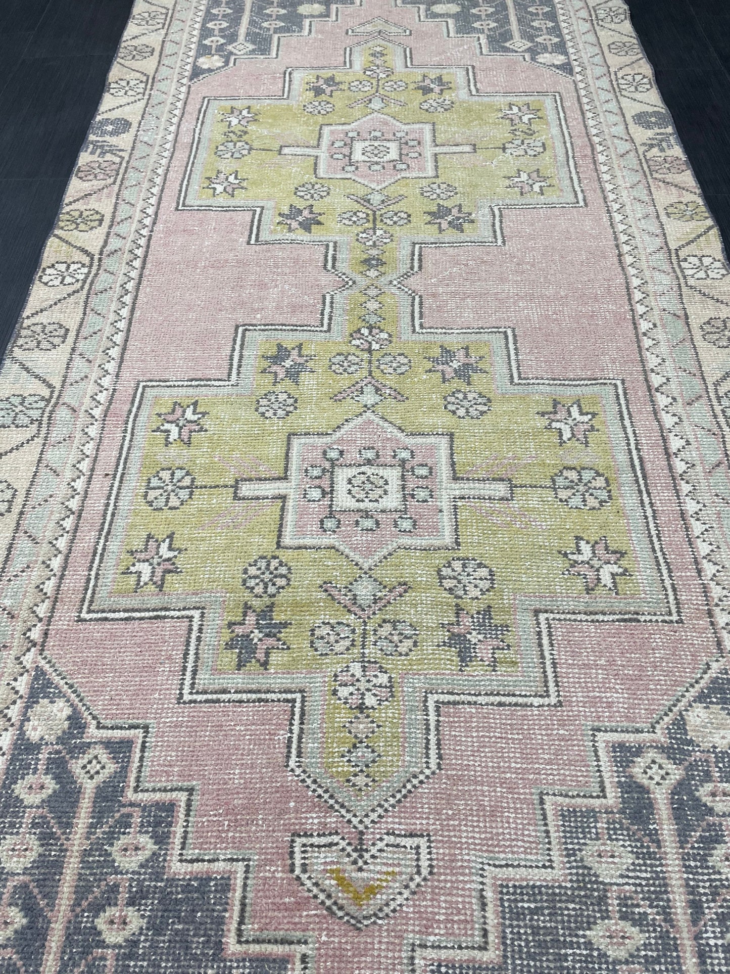 Vintage RUG 4 x 8.7 TURKISH Rug Oriental Rug Vintage Oushak Rug Vintage Persian Wool Rug Hand Made Rugs Vintage Turkish Rug Discounted Rugs