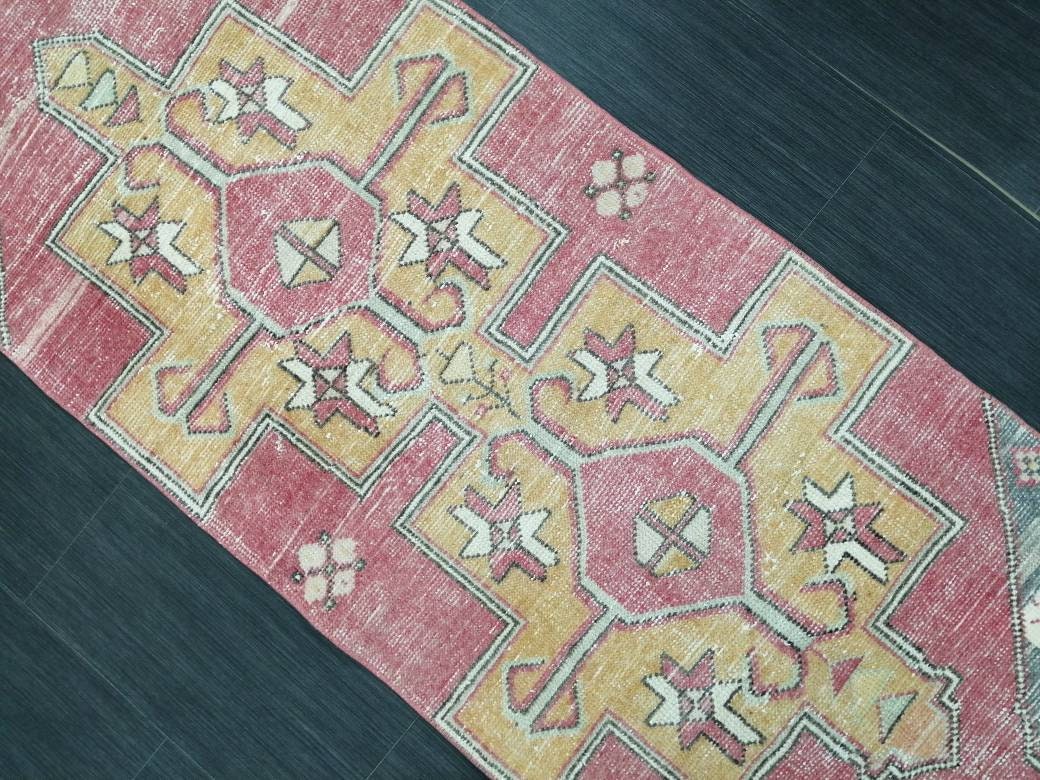 7.2 x 2.4 Runner Rug Turkish Runner Rug Vintage Runner Rug Hallway Runner Rug Kitchen Runner Rug Wool Runner Rug 2.4 x 7.2Wool Oushak Runner