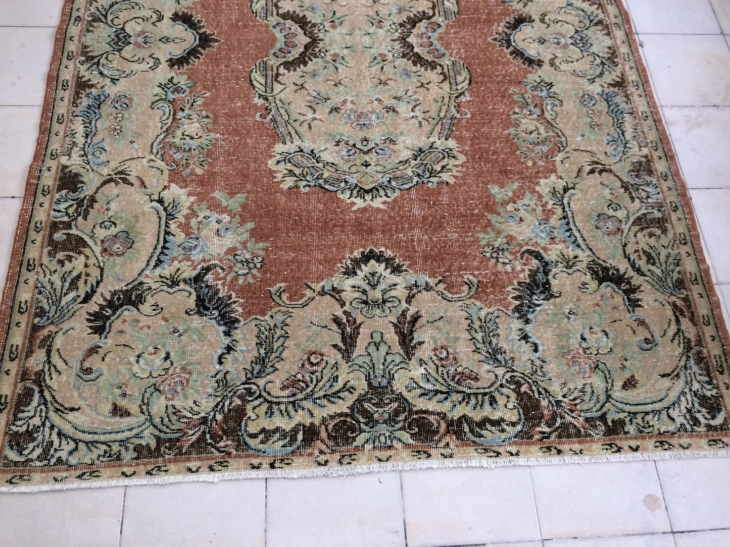 6.5 x 9.6 Oushak Rug Large Area handmade Rug Vintage Rug Hand Made Oriental Rug Turkish Rugs Distressed Rug