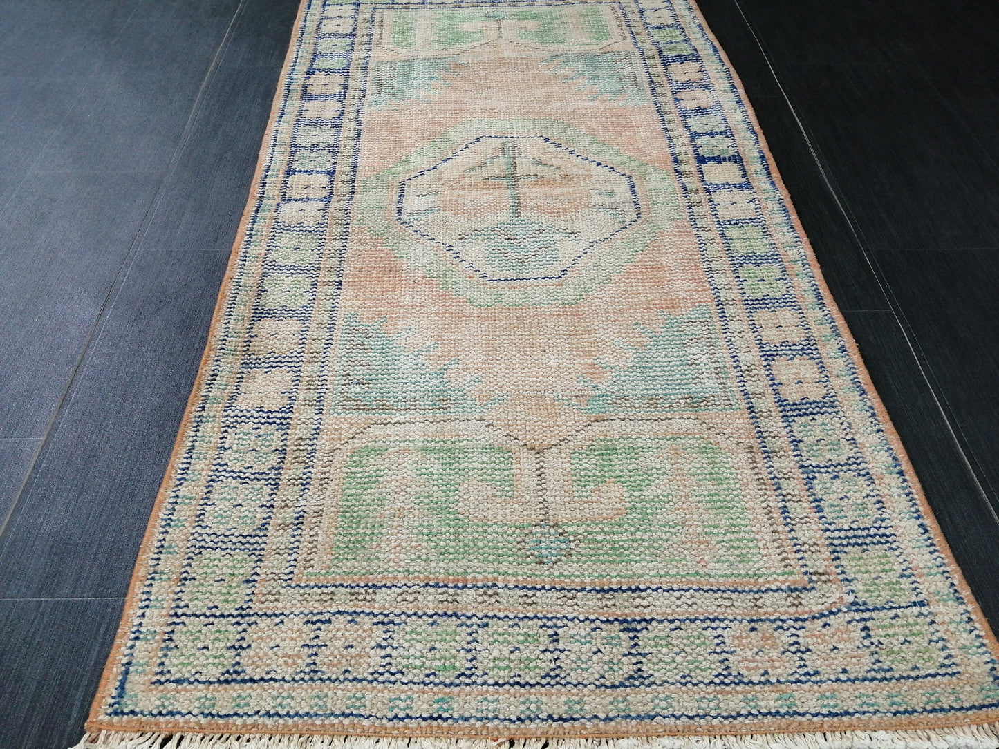4.8 x 2.5 Muted Rugs, Distressed Hand Made Rug, Oushak Rug, Rustic Rug, Boho Rug, Turkish Rug, Farmhouse Rug, Vintage Rug, Wool rug