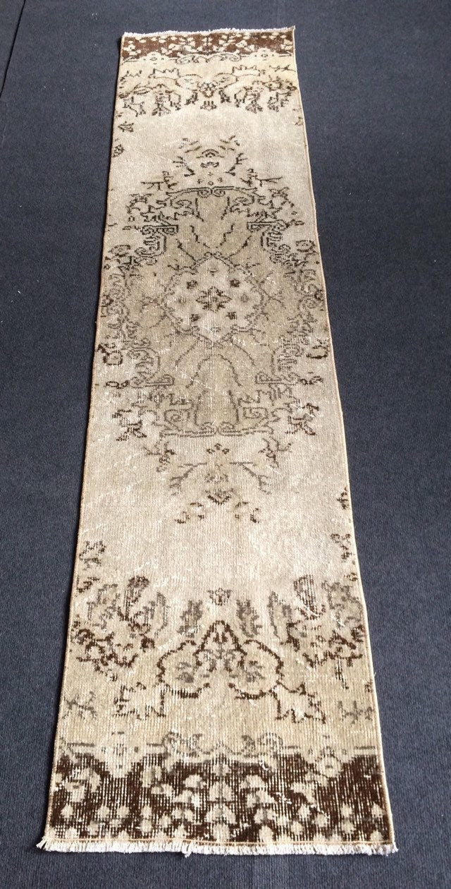 Vintage Rug Runner Turkish Runner Rug, Boho Runner Rug, Living Room Rug,Oushak Rug Runner Vintage Flooring Hallway Long Run