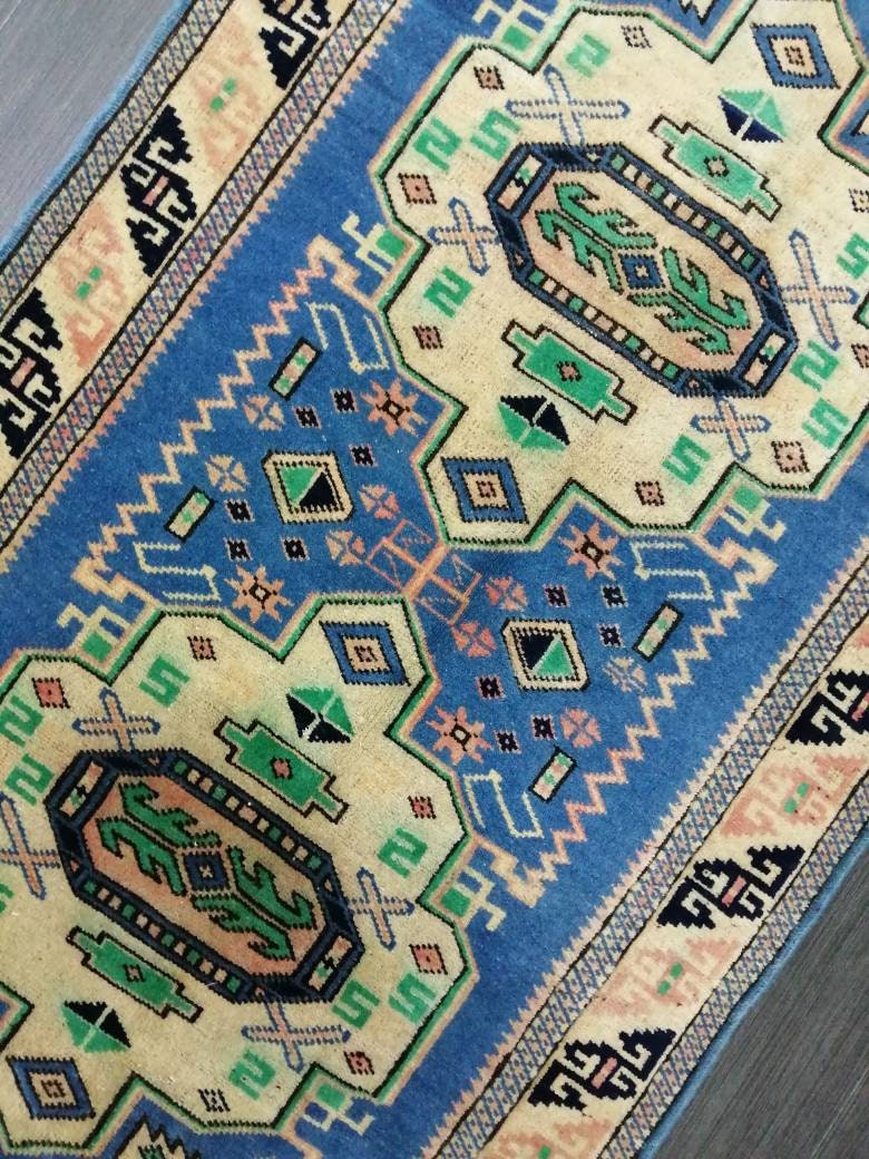 Vintage Rug 4.2 x 2.5 HAND MADE Rug Vintage Turkish Rugs Oushak Rug Hand Made Rug, Vintage Oushak Rug, Wool Rug
