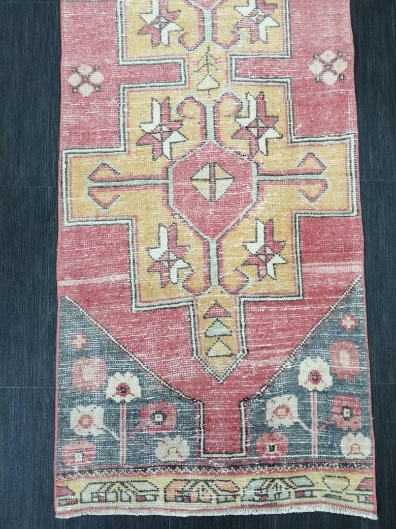 7.2 x 2.4 Runner Rug Turkish Runner Rug Vintage Runner Rug Hallway Runner Rug Kitchen Runner Rug Wool Runner Rug 2.4 x 7.2Wool Oushak Runner