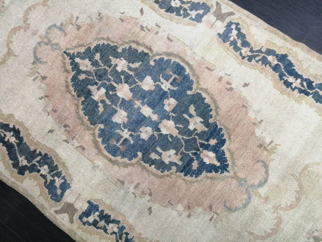 Persian Rug, Muted Vintage Rug, 5x9 Blue Turkish Rug, Wool Entryway Rug, Livingroom Rug Oushak Rug Navy Oriental Rug
