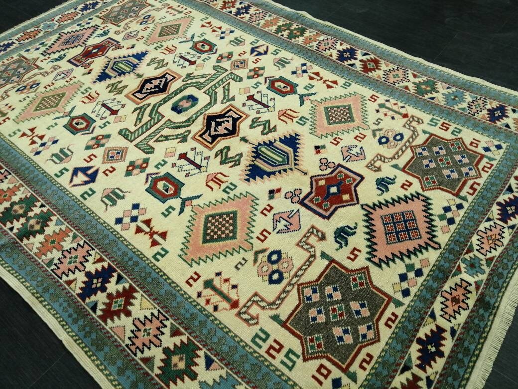 Quality Hand Made Rug 6.9 x 5 Vintage Rug Oushak Rug, Bohemian Rug, Rug Runner, Turkish Rug, Farmhouse Rug, Wool rug