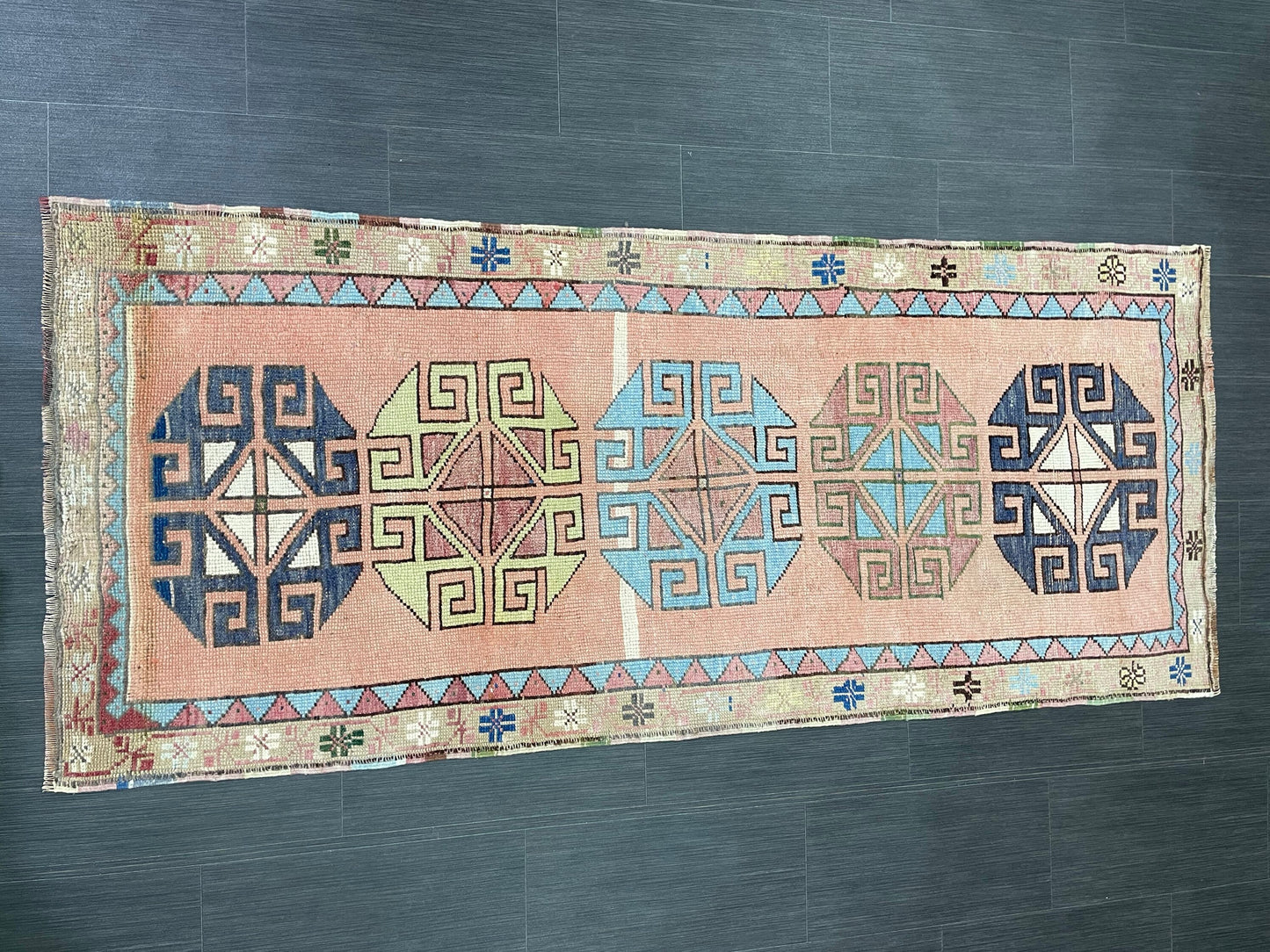 Muted Vintage Runner Rug 2.9 x 6.8 Turkish Runner Rug Vintage Muted Runner Rug Hallway Runner Soft Wool Runner