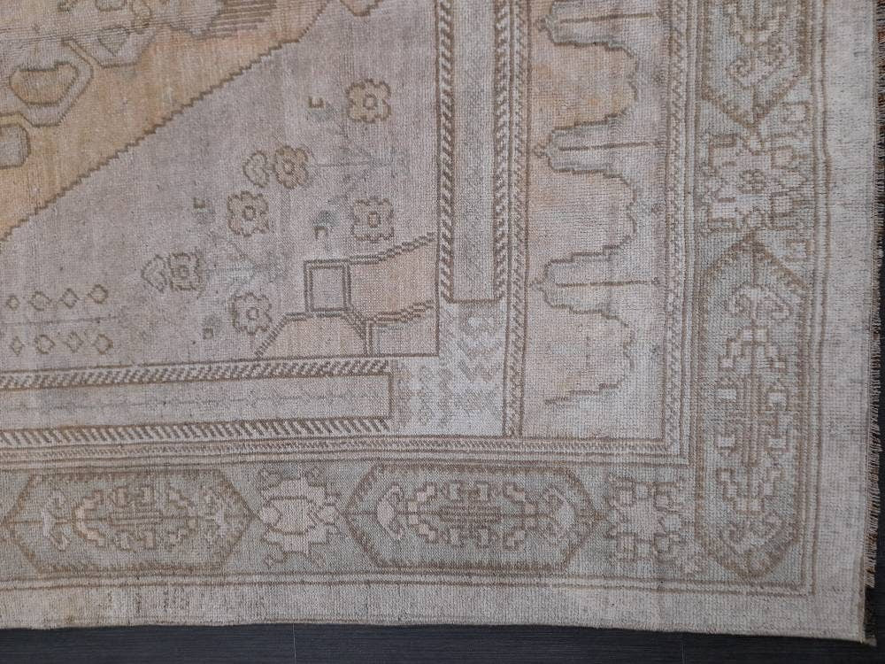 Vintage Rug Muted OUSHAK RUG 5.3 x 10.4 TURKISH Rug Modern Oushak Rug Vintage Rug Wool Rug Hand Made Rugs Vintage Turkish Rug