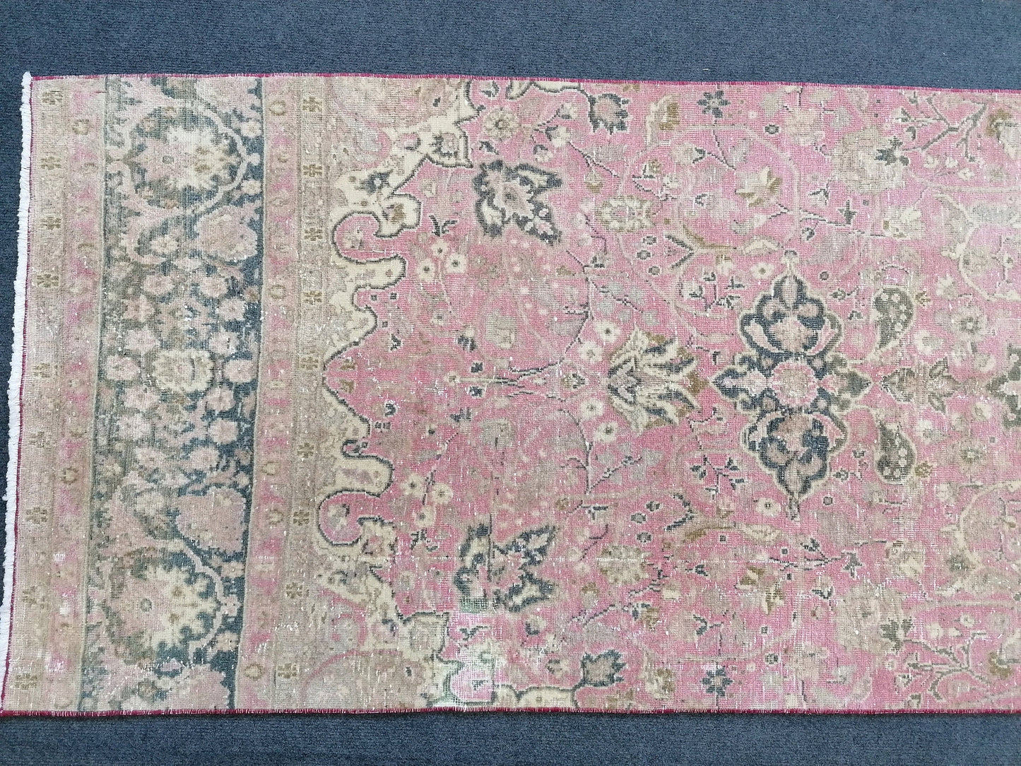 Turkish runner rug 10'7x2'7 pink runner rug, vintage oushak runner kitchen runner rug, hallway runner rug, vintage runner oushak runner rug