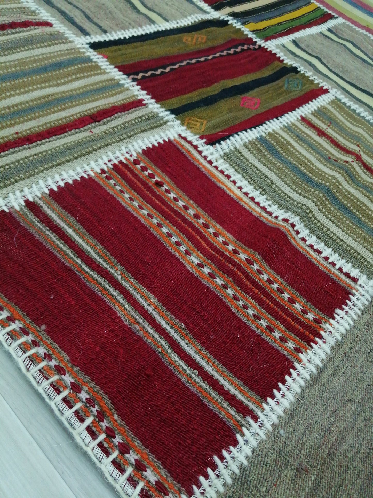 Hand Made Patchwork Rug, Oushak Rug, Rustic Rug, Bohemian Rug, Rug Runner, Turkish Rug, Farmhouse Rug, Vintage Rug, Wool rug