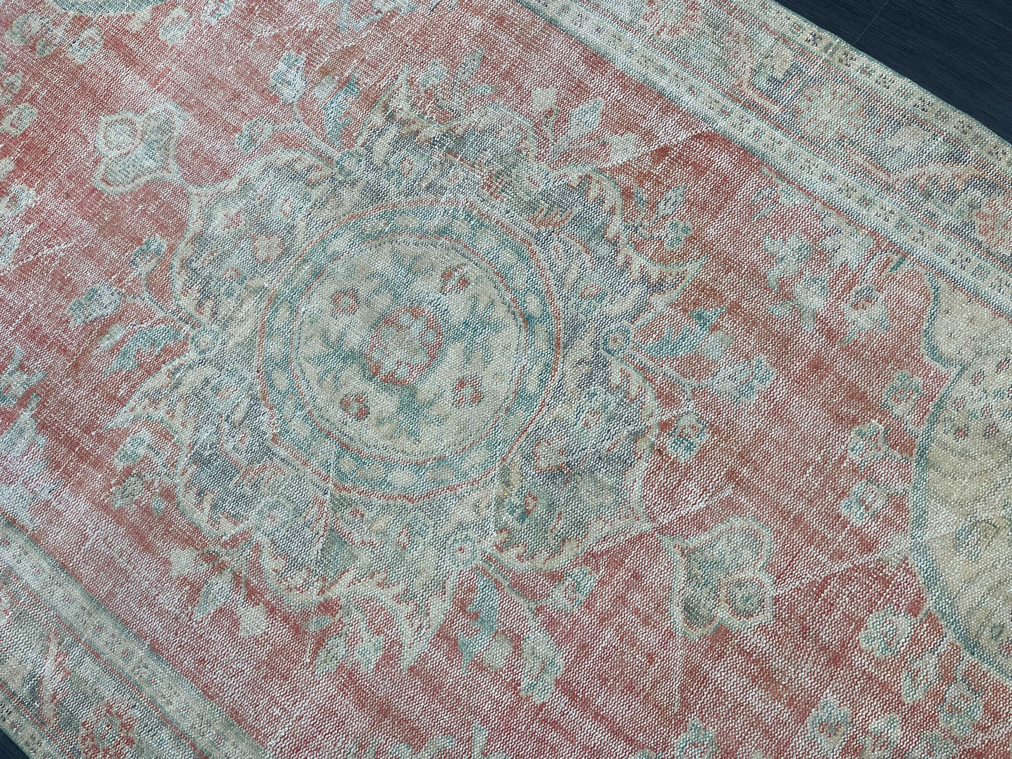Distressed Vintage HAND MADE Rug 6.2 x 10 Handmade Rug Oushak Rug Persian Rug Oriental Rug Vintage Turkish Rug Pink Wool Rug