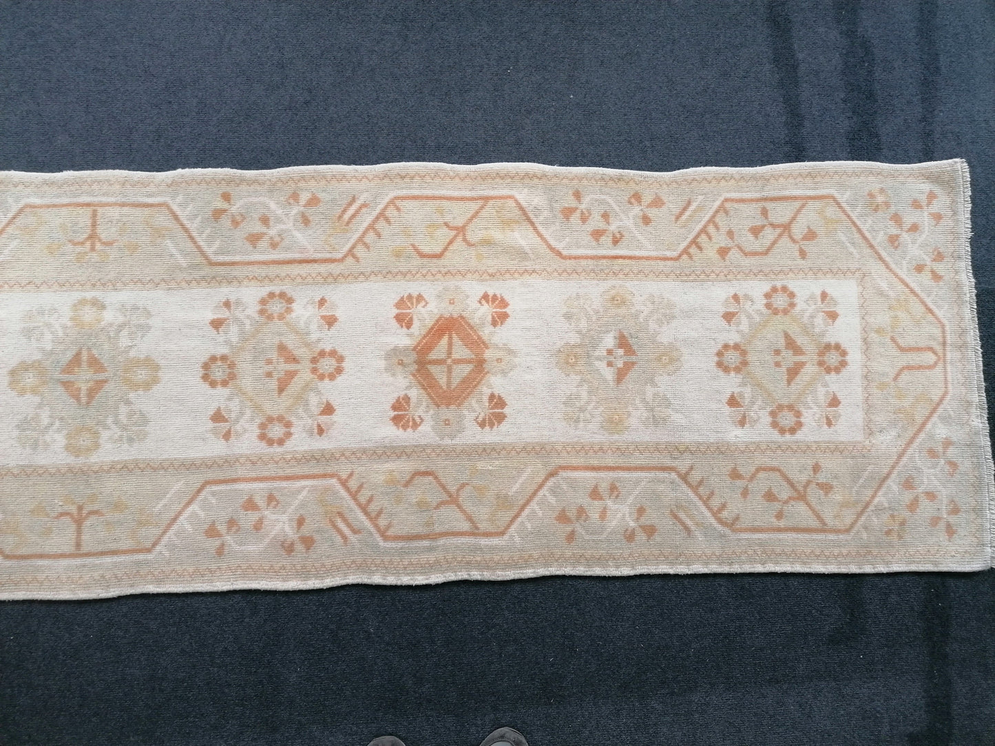 Muted hallway runner rug, 2'5x10'2 turkish wool runner vintage handmade runner rug, kitchen runner rug