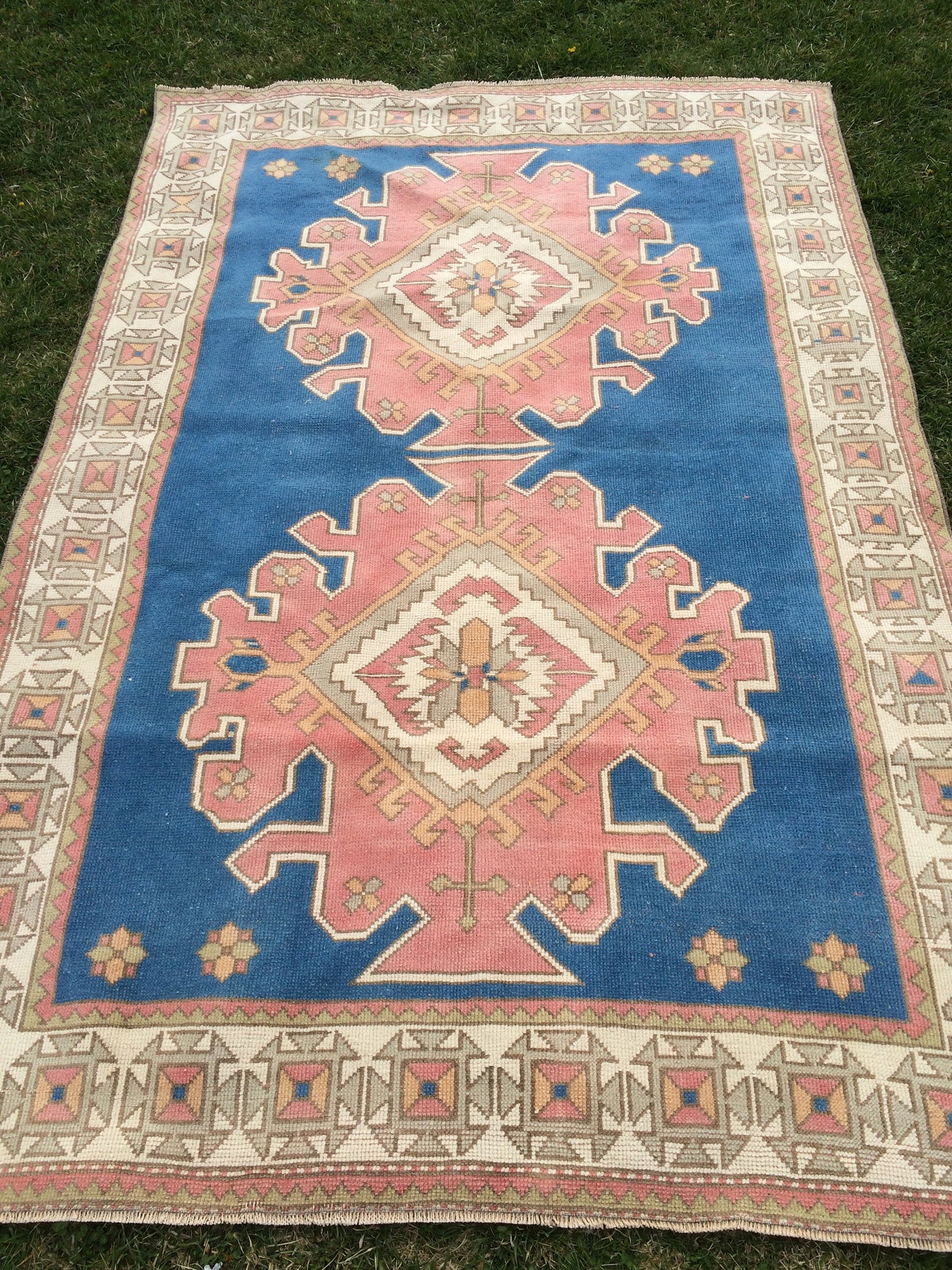 Large Area BLUE BOHEMIAN Rug, Unique Motif Rug, Oushak RugS, Oushak antique Rug, Hand woven Rug, Weaving Rug, High Quality Rug, Kitchen Rug