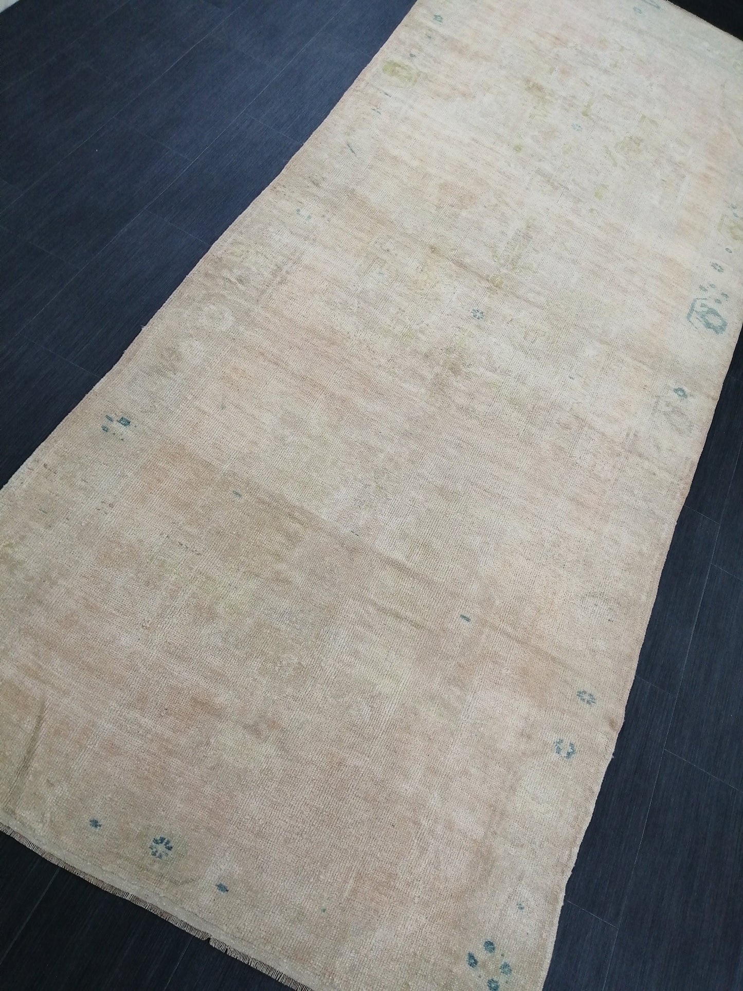 4.6 x 11.5 Muted Wool Runner Rug Muted Oushak Runner Rug Turkish Runner Rug Vintage Runner Rug Hallway Runner Rug Kitchen Runner Rug