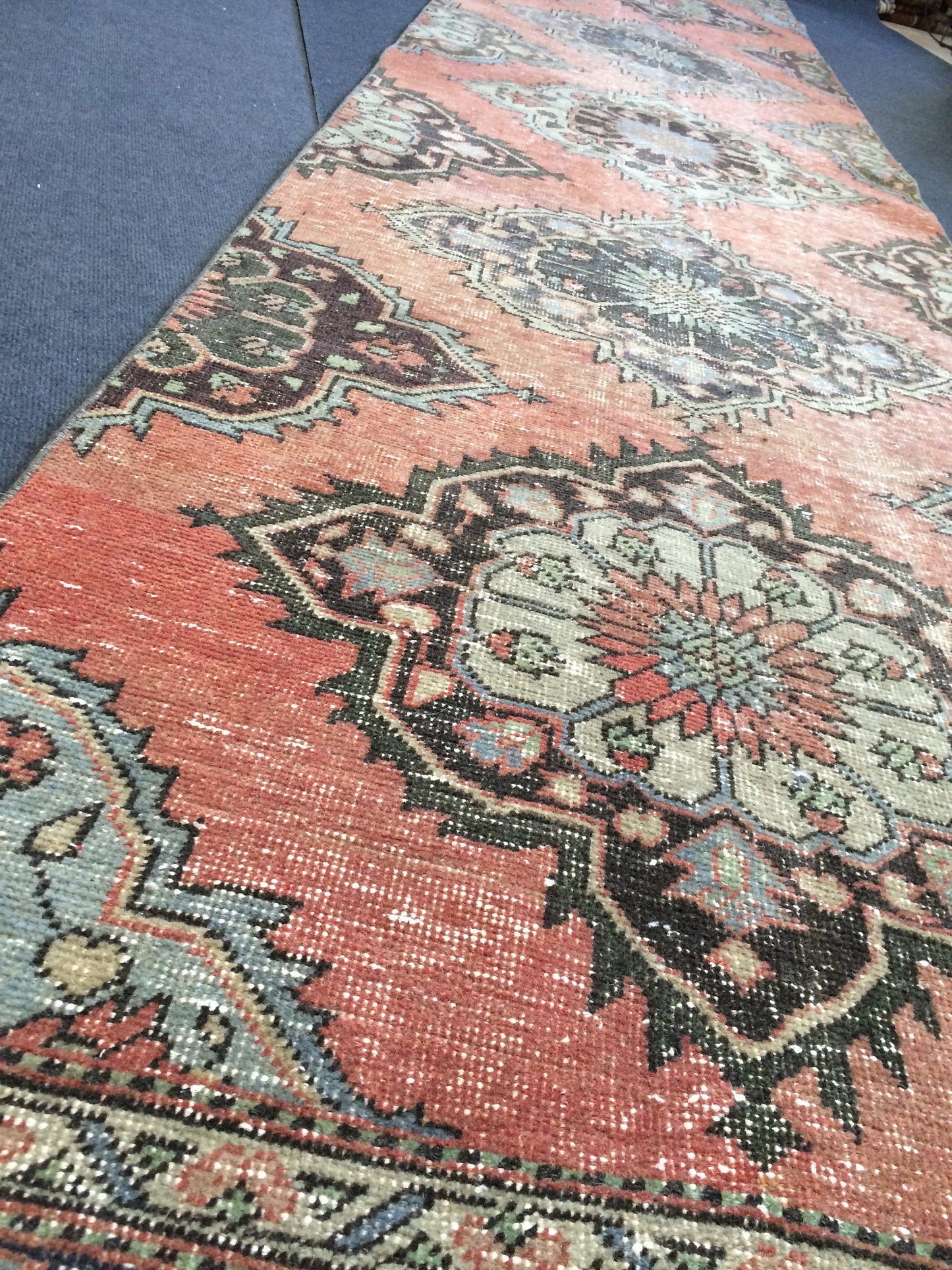 3x13 Turkish Runner Rug Oushak Runner Rug Vintage Runner Rug Hallway Runner Rug