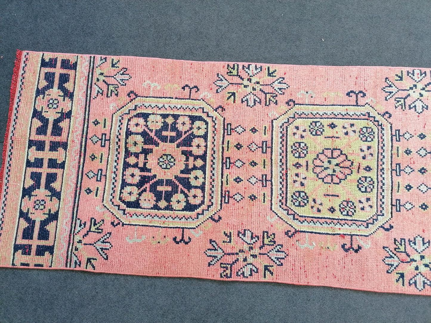 11'7x2'7 pink turkish runner blue runner rug vintage green oushak runner kitchen runner rug hallway runner rug vintage runner oushak runner