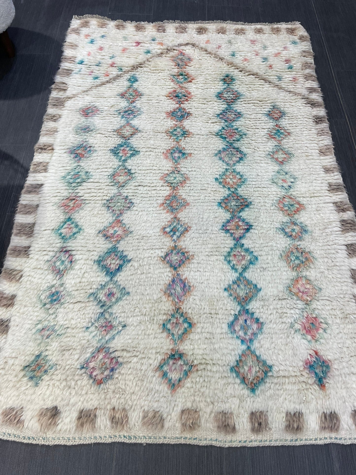 Antique Wool Rug, Vintage Shaggy 3.5 x 5.4 Rug, High Wool Pile Rug, Plush Rug, Handmade Rug, Hand Knotted Rug, Turkish Rug, Nomad Rug, Rear