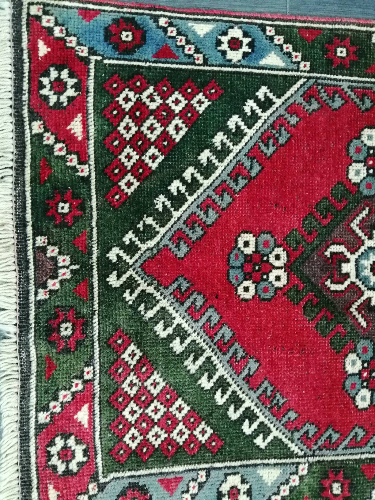 Vintage Rug 2.2 x 3.8 ft Handmade Rug Vintage Turkish Rugs Oushak Rug Hand Made Rug, Vintage Oushak Rug, Wool Rug
