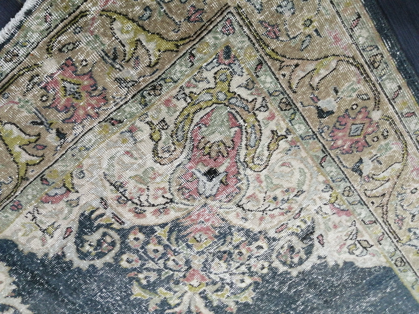 Muted OUSHAK RUG 9.6 x 6.8 Vintage Rug Wool Oushak Rug Hand Made Rugs Vintage Turkish Rug