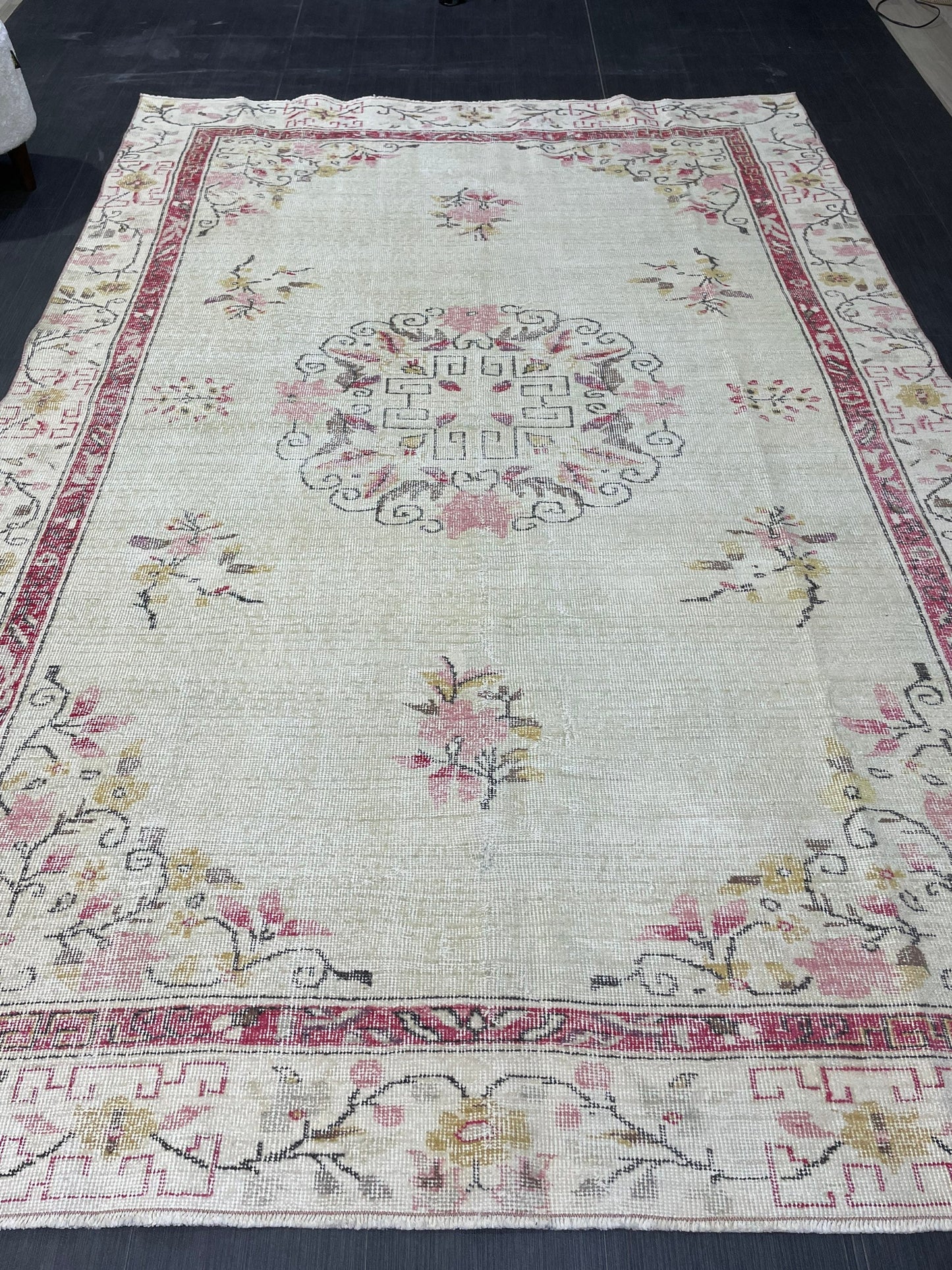 Distressed RUG, Vintage 6.2 x 9.3 Rug, Oushak Rug, Handmade Rug, Turkish Rug, Antique Rug, Farmhouse Rug, Persian Rug,Rustic Rug