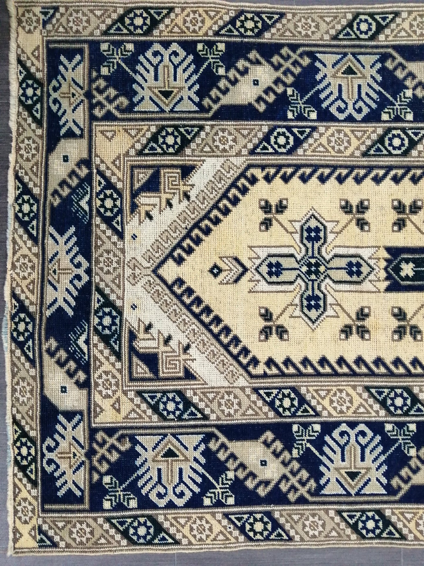 Navy Vintage Rugs 6.2 x 3.9 TURKISH HAND MADE Rugs Vintage Turkish Rugs Oushak Rug Turkish Oushak Rug, Vintage Oushak Rug, Wool Rug