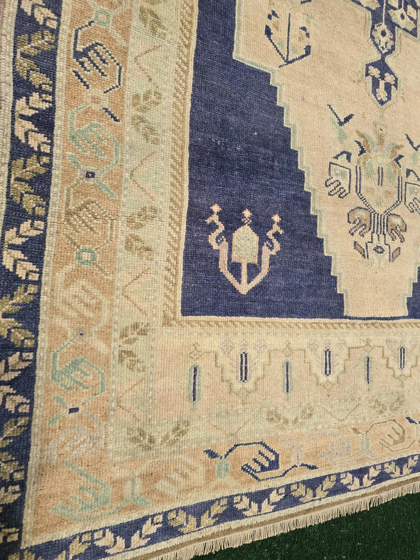 Quality OUSHAK RUG, TURKISH Oushak Rug, Vintage Oushak 5.6 x 10 Rug, Vintage Blue Rug, Wool Handmade Rug, Anatolian Rug, Hand Knotted Rug