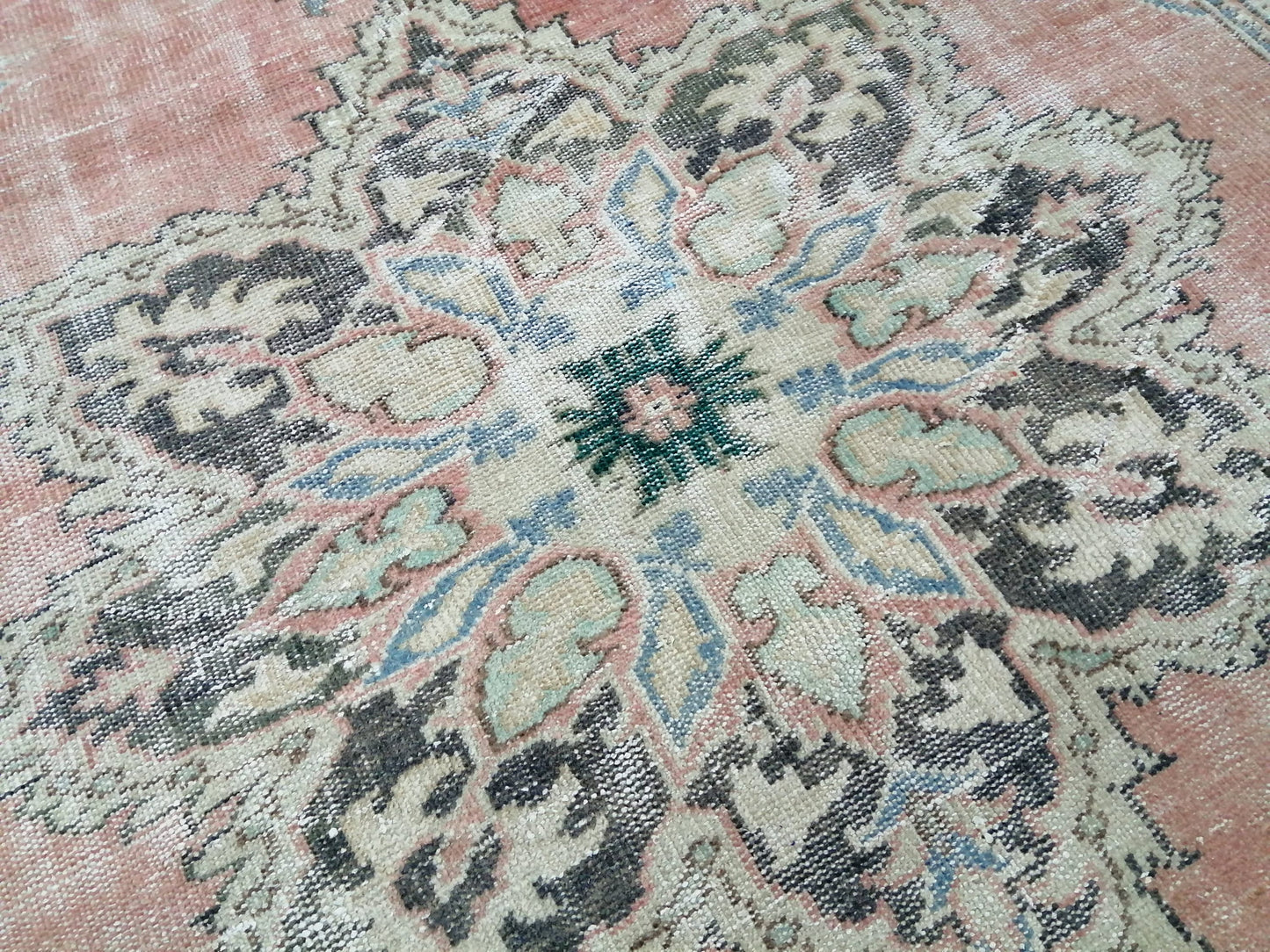 6.7 x 9.7 Large OUSHAK RUG TURKISH Oushak Rug Vintage Oushak Runner Rug Vintage Runner Rug Muted Wool Oushak Rug Hand Made Rugs Art Rug
