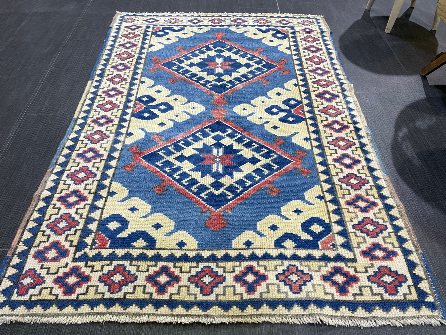 TURKISH Rug, Vintage Wool 3.3 x 4.9 Rug, Oushak Rug, Hand Knotted Rug, Anatolian Rug, Persian 100% Wool Rug, Handmade Rug