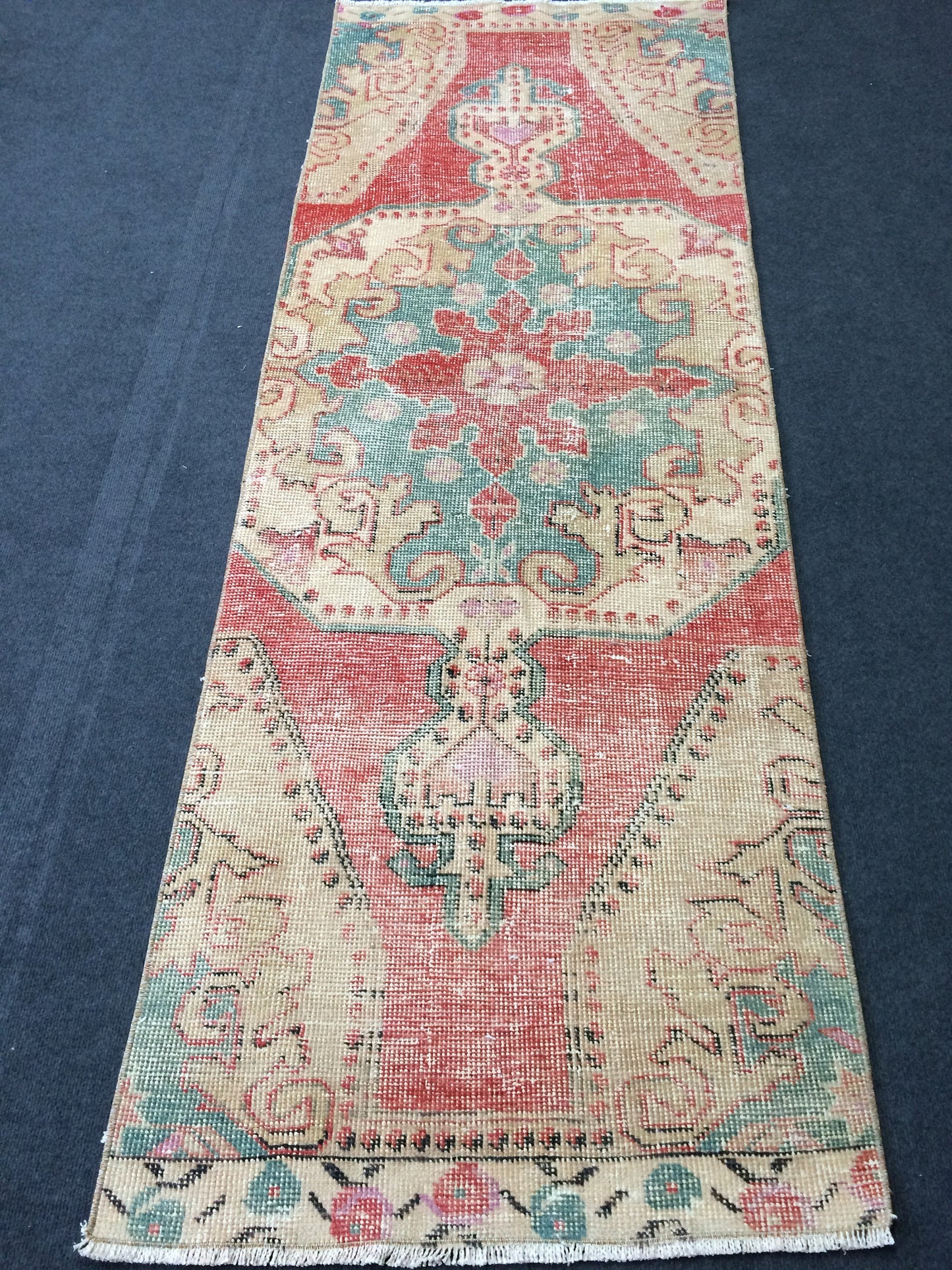 7.2 x 2.6 Turkish Runner Rug, Oushak Rug, Oushak Rugs, Oushak Runner Rugs, Runner Rug, Vintage Runner Rug, Hand Made Rug