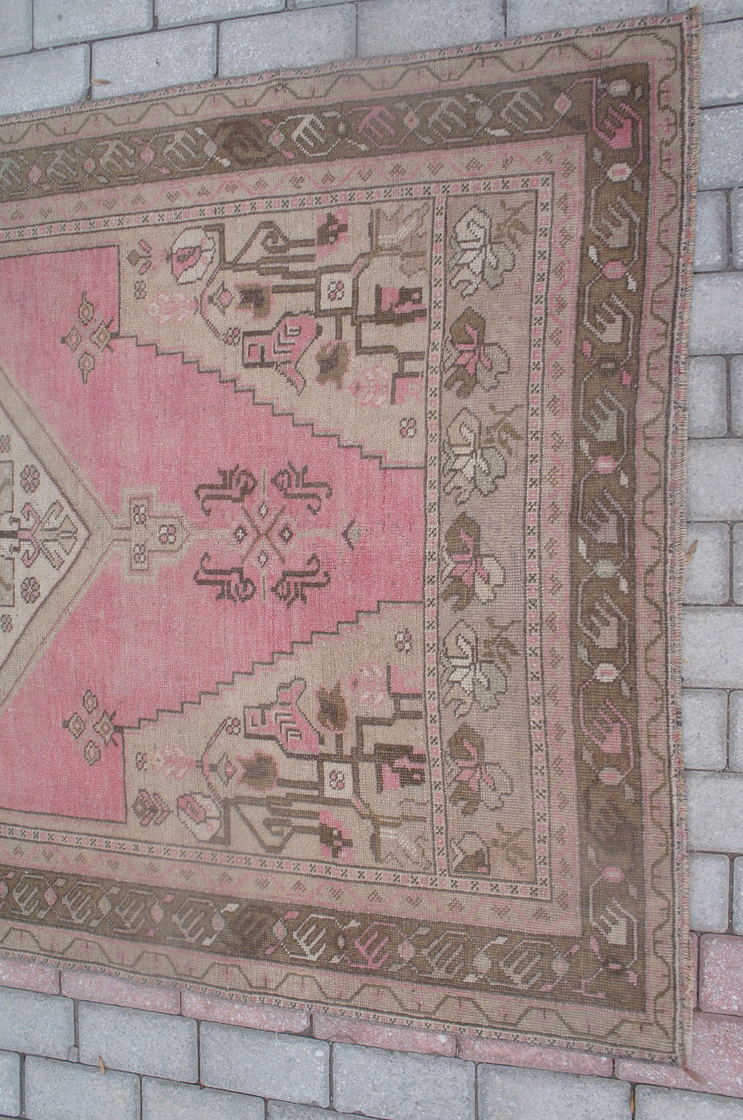 Pink Oushak Rug 4.3 x 7.3 Oushak Rugs Bohemian Turkish Area Rug Earth color Rugs Light Pink Rug All Soft Wool Rug Oriental Rug