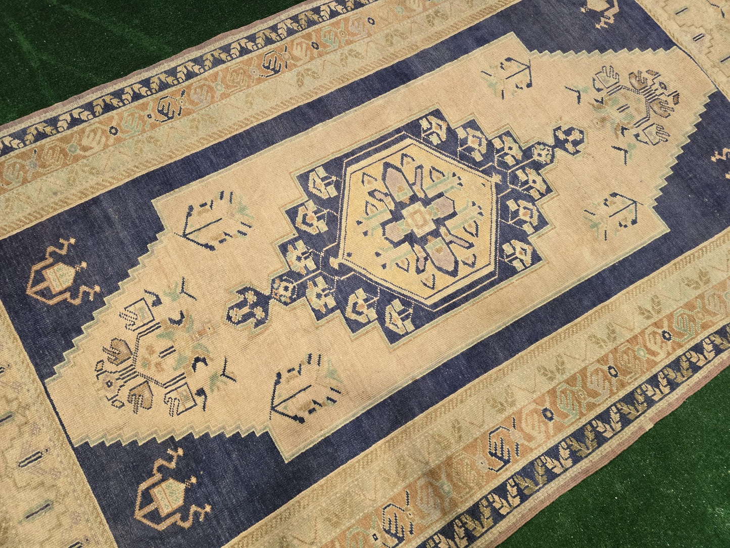 Quality OUSHAK RUG, TURKISH Oushak Rug, Vintage Oushak 5.6 x 10 Rug, Vintage Blue Rug, Wool Handmade Rug, Anatolian Rug, Hand Knotted Rug