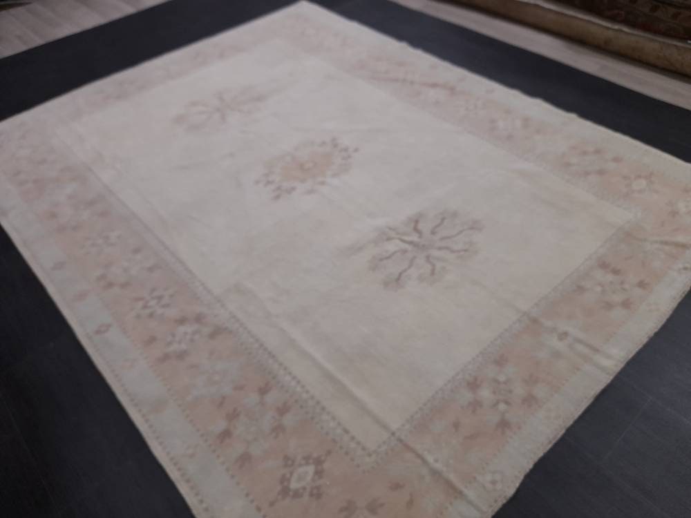 MUTED Vintage Rug, 6.8 x 8.8 Rug, Turkish Rugs, Hand Made Rug, Muted Persian Rug Turkish Rug Muted Wool Rug Vintage Rug Muted Oriental Rug