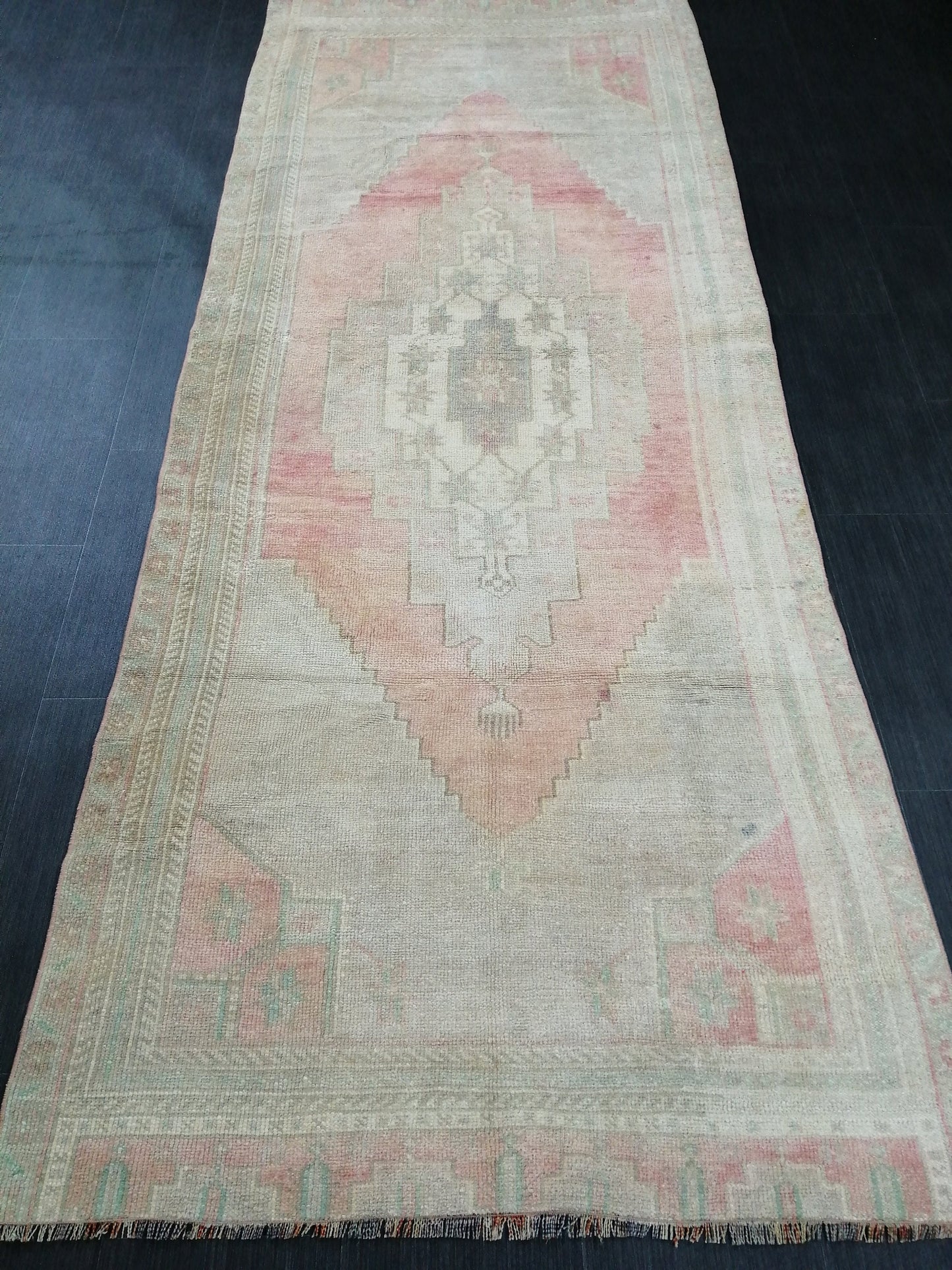 Muted Oushak Runner Rug Turkish Runner Rug Vintage Runner Rug Hallway Runner Rug Kitchen Runner Rug Wool Runner Rug Muted Wool Rug