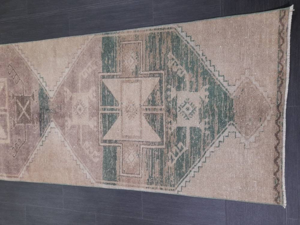 NEUTRAL Turkish RUNNER Rug Neutral 2.8 x 12.2 RUNNER Vintage Muted Turkish Runner Oriental Runner Rug, Turkish Runner Neutral Persian Runner