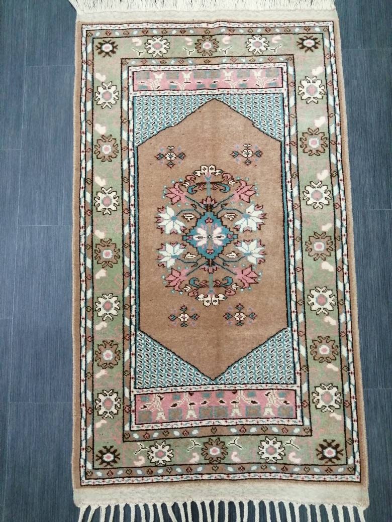 Vintage Rug 4.6 x 2.5 TURKISH HAND MADE Rugs Vintage Turkish Rugs Oushak Rug Hand Made Rug, Vintage Oushak Rug, Wool Rug