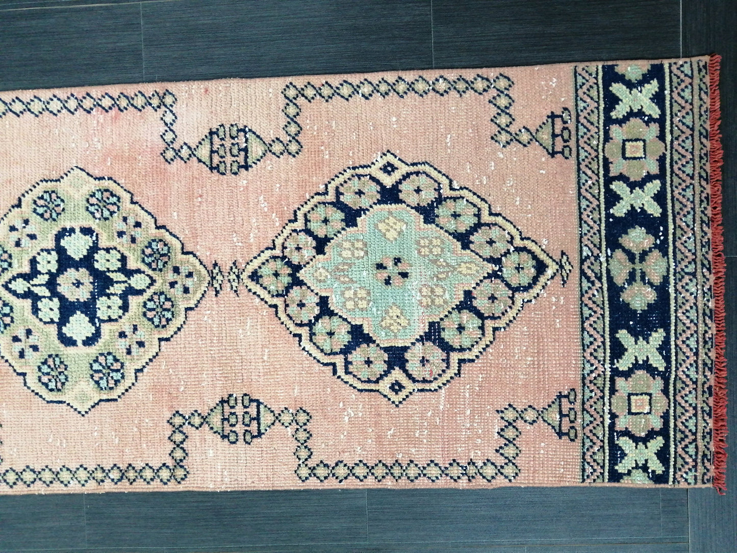 Oushak Runner Rug 2.3 x 11.7 Muted Vintage Runner Rug Hallway Runner Rug Kitchen Runner Rug Wool Runner Rug Wool Oushak Rug