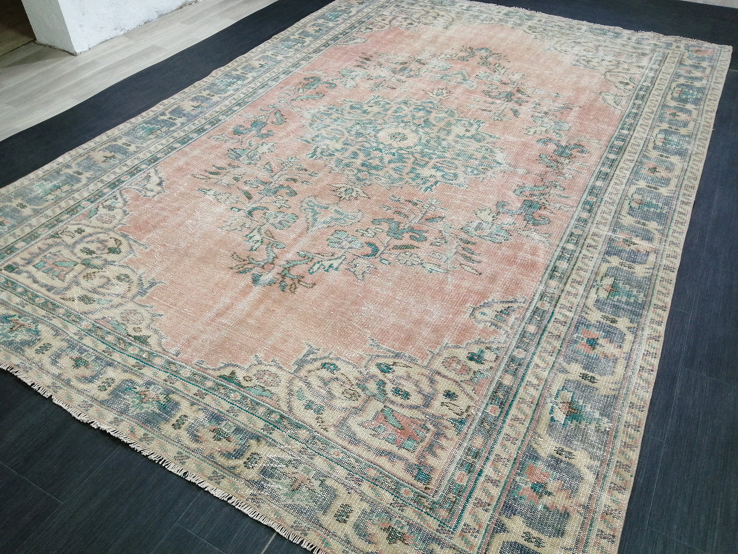 7.4 x 10.7 Large OUSHAK RUG TURKISH Rug Vintage Oriental 7x11 Vintage Rug Wool Oushak Rug Hand Made Rugs Vintage Turkish Rug 8x11 rug