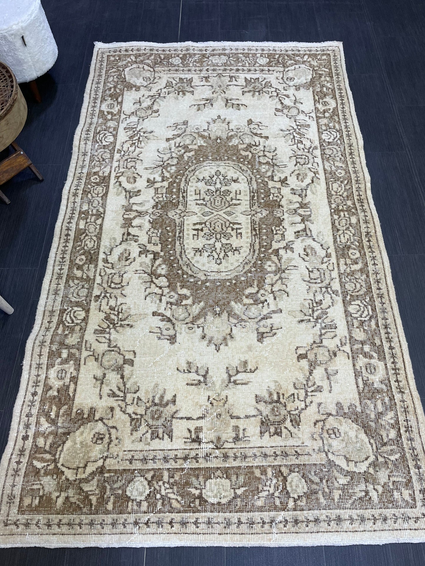 Neutral Rug, Persian RUG, Oushak 4x7 Rug, TURKISH Rug, Handknotted Rug, Oriental Rug, Vintage Rug, Handmade Rug, Antique Rug, woven rug.