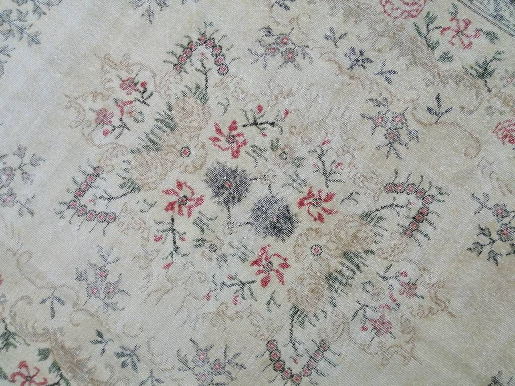 Persian RUG Floral Vintage Muted Oushak Rug 5.7 x 9.9 Large Vintage Rug Wool Oushak Rug Hand Made Rugs Vintage Turkish Rug 5.7x9.9 Oriental