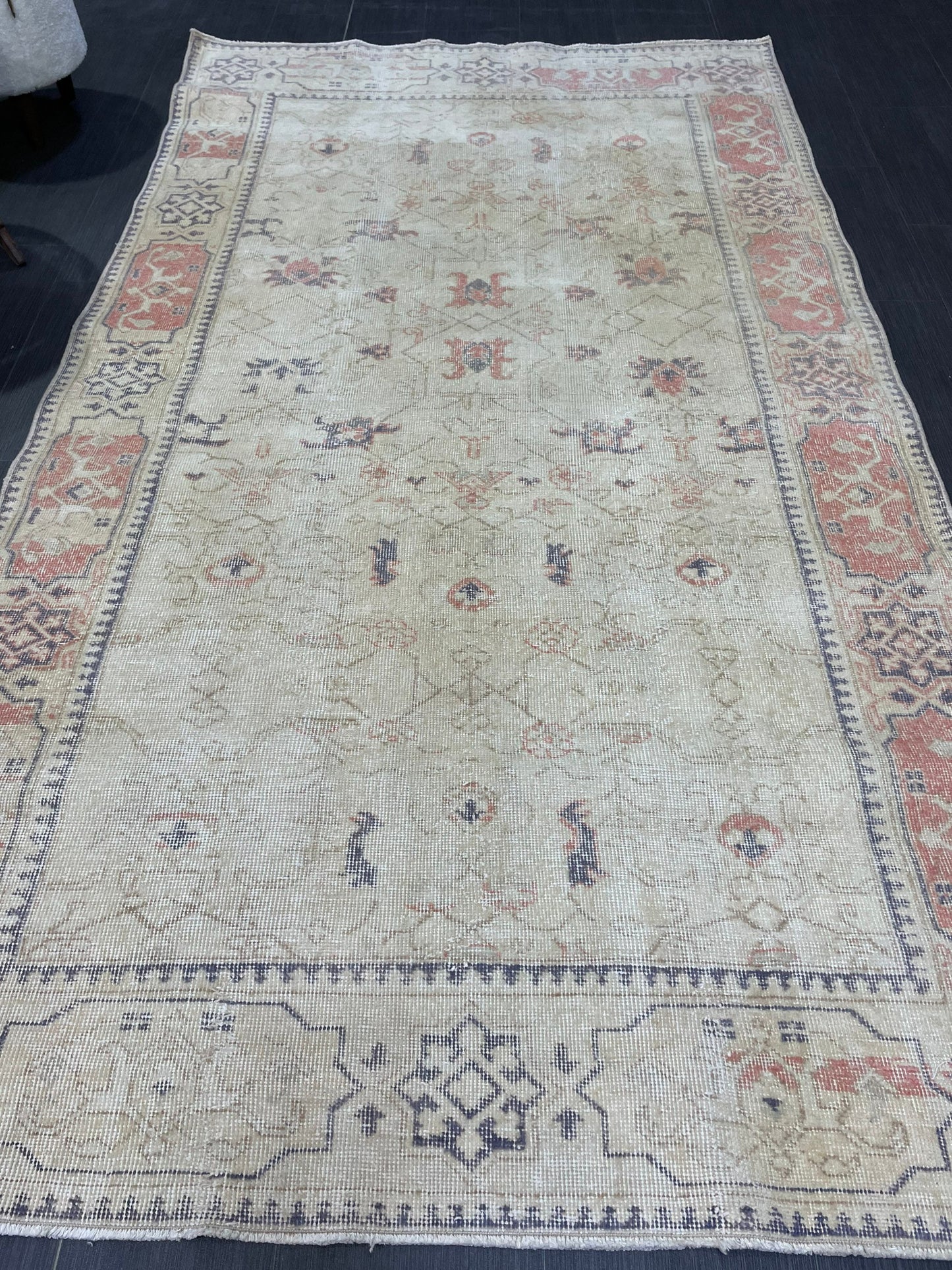 Distressed Vintage Rug, Persian 4.9 x 8.5 Rug, Handmade Rug, Antique Rug, Rustic Rug, Turkish Rug, Farmhouse Rug, Wool rug