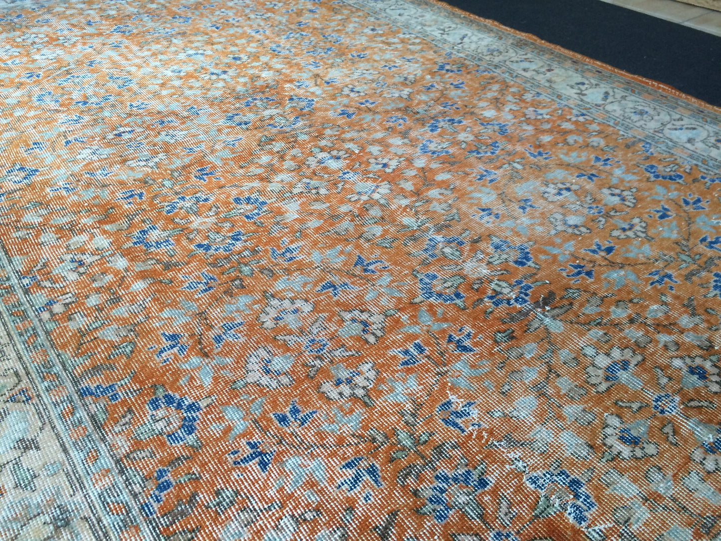 9.6 x 6.6 Burnt Orange Rug Vintage Rug Oushak Rug Turkish Rug Wool Rug Hand Made Rugs