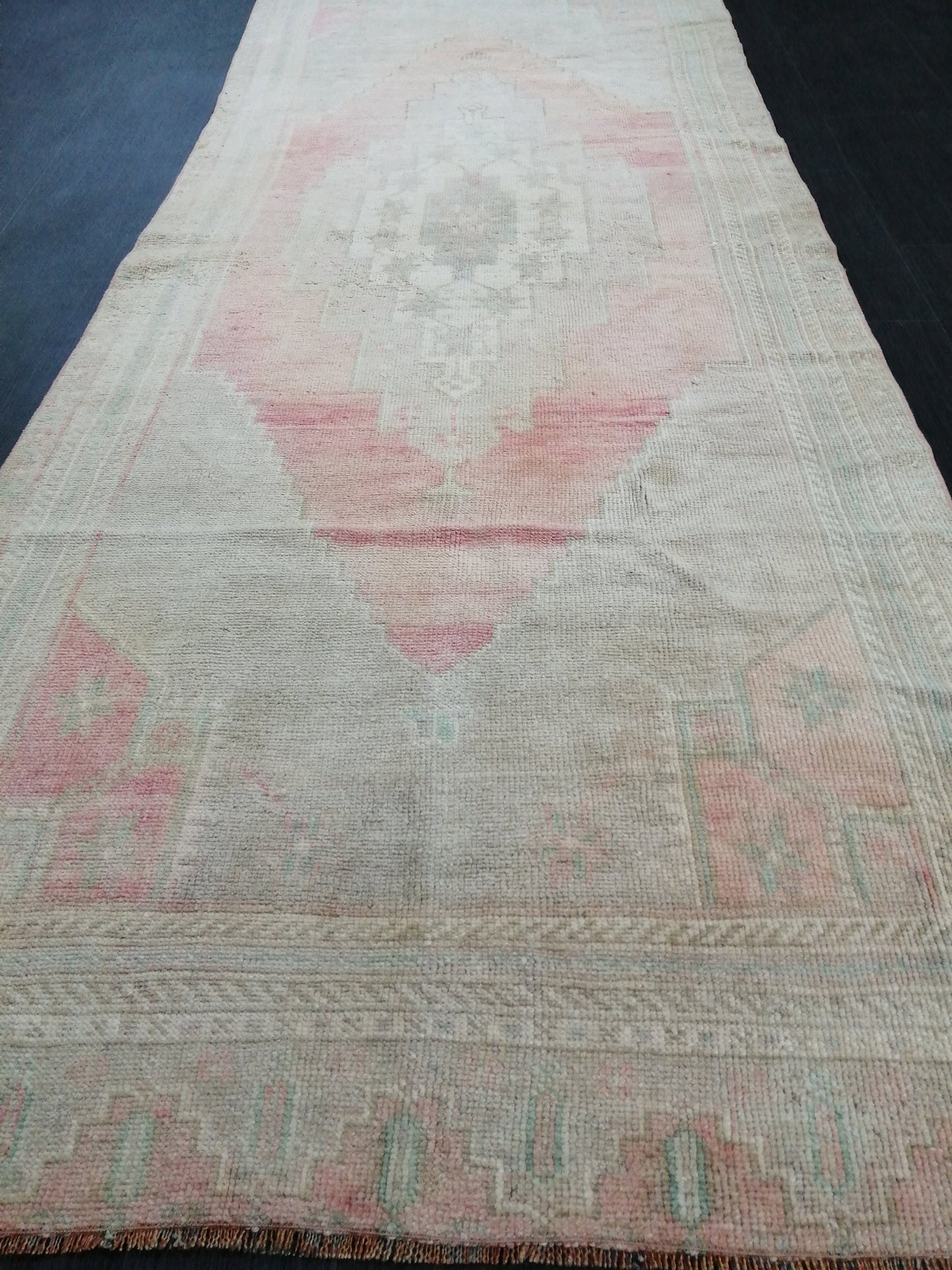 Muted Oushak Runner Rug Turkish Runner Rug Vintage Runner Rug Hallway Runner Rug Kitchen Runner Rug Wool Runner Rug Muted Wool Rug