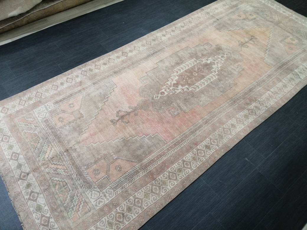 Turkish Runner Rug 4.9 x 11.7 Muted Vintage Runner Persian Hallway Runner Rug Kitchen Runner Rug Oriental Distressed Runner Muted RUNNER