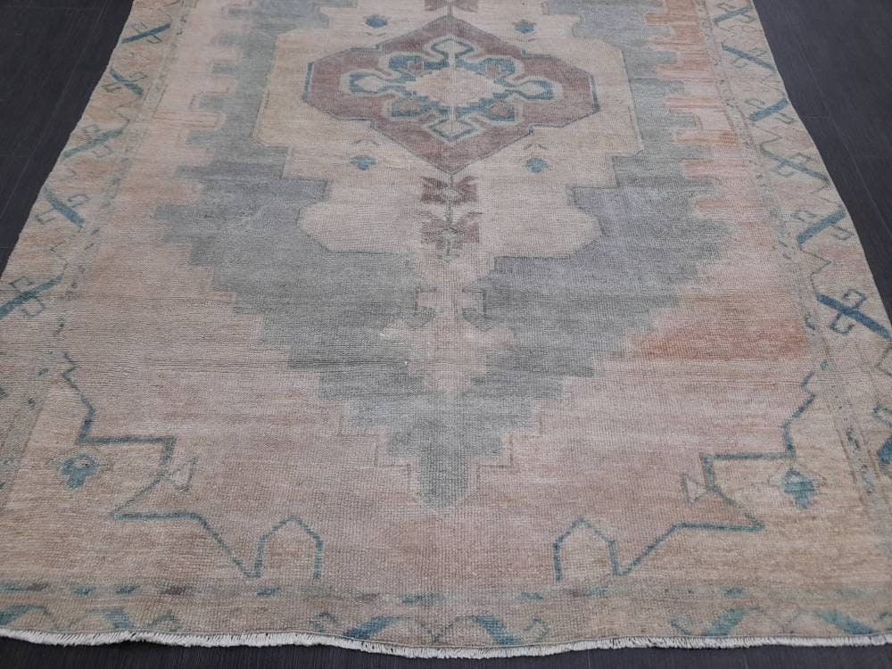 Vintage Wool Rug 5 x 10.8 Turkish Oushak Rug Muted Rug Muted Vintage Turkish Rug Oriental Rug, Vintage Rug Soft Wool Rug