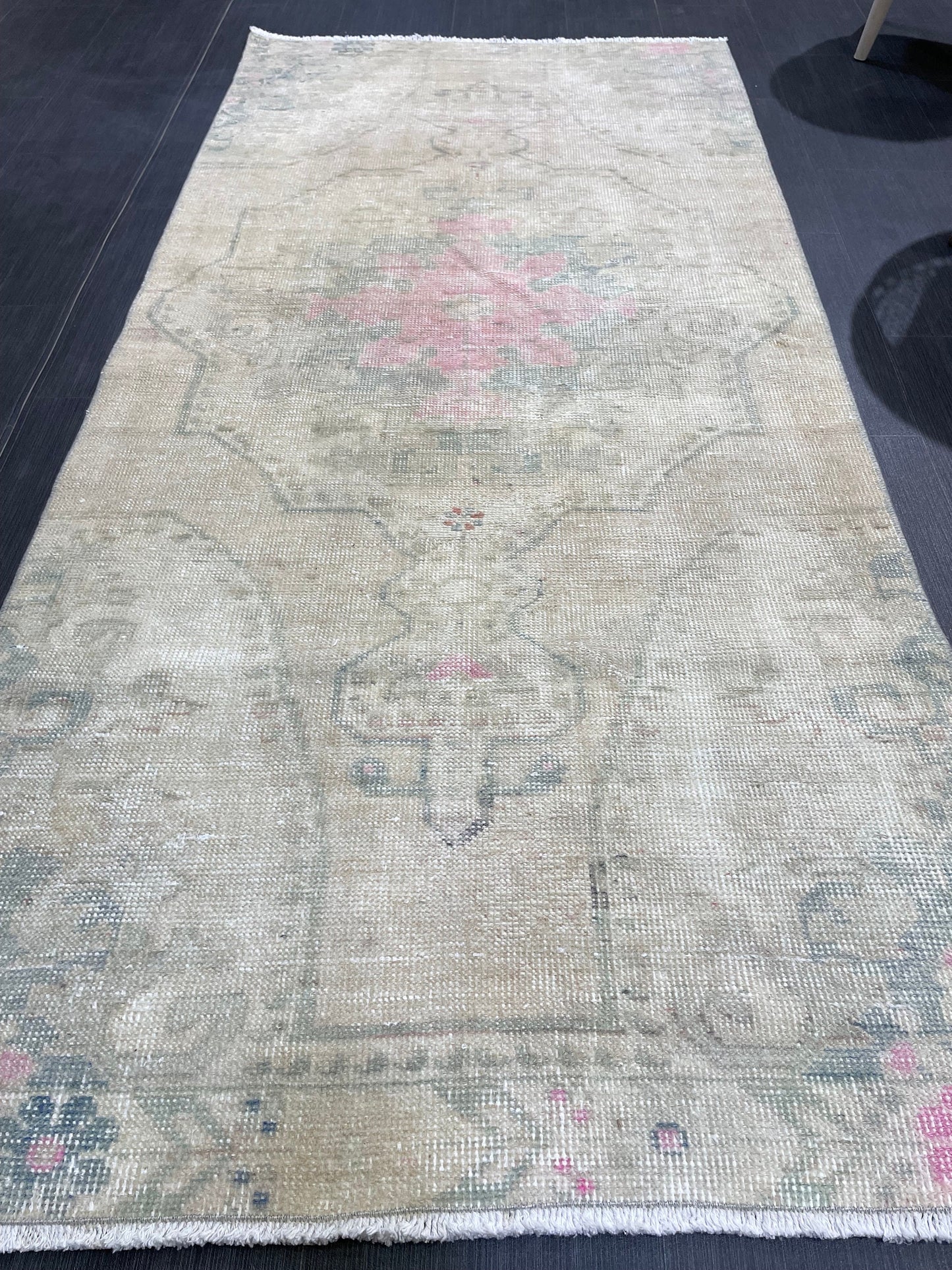 Distressed RUG, Vintage 3.4 x 7.2 Rug, Oushak Rug, Handmade Rug, Turkish Rug, Antique Rug, Farmhouse Rug, Persian Rug,Rustic Rug