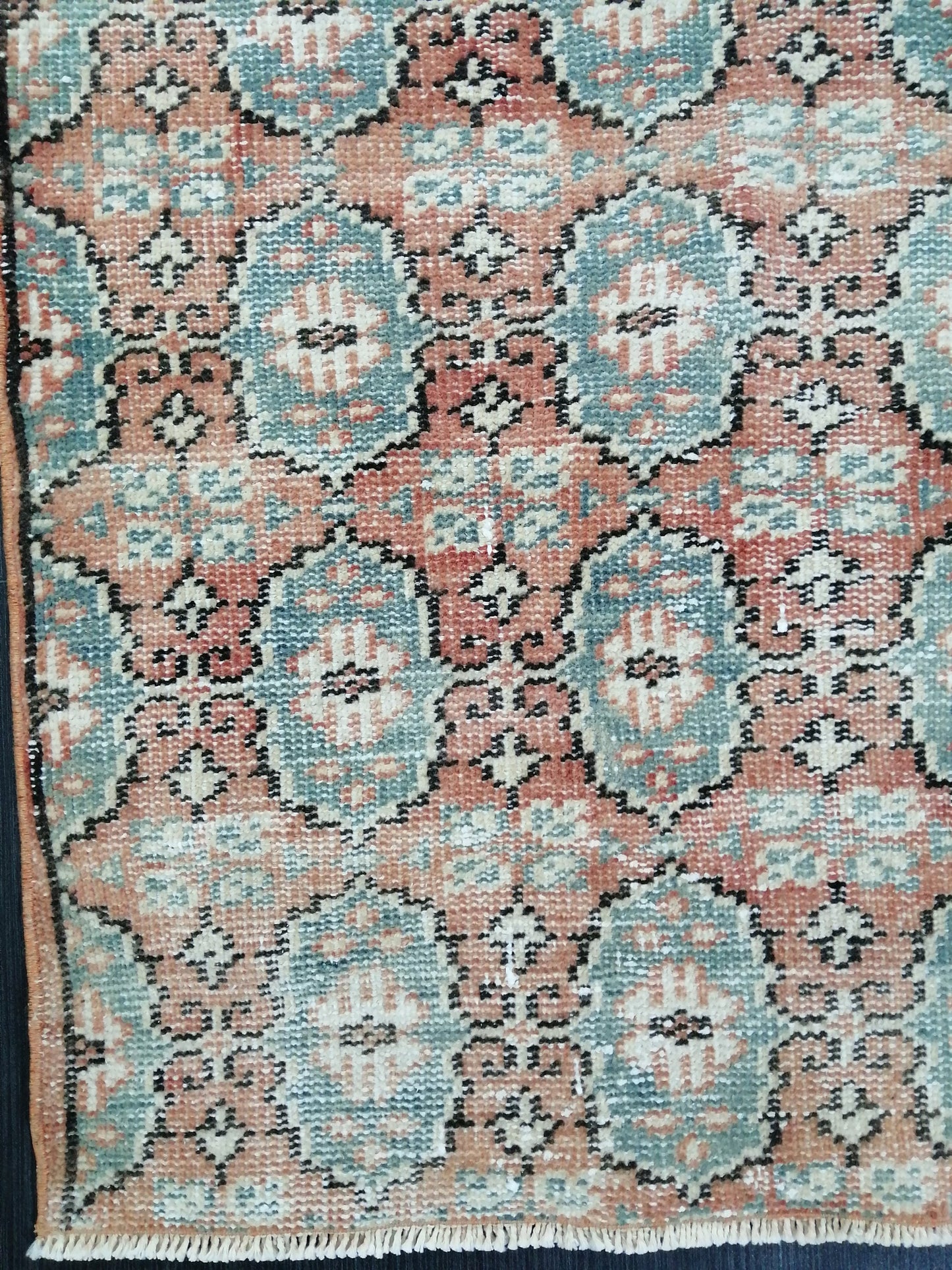 Muted Oushak Runner Rug 2.7 x 9.4 Distressed Runner Rug Vintage Runner Rug Hallway Runner Rug Kitchen Runner Rug Wool Runner