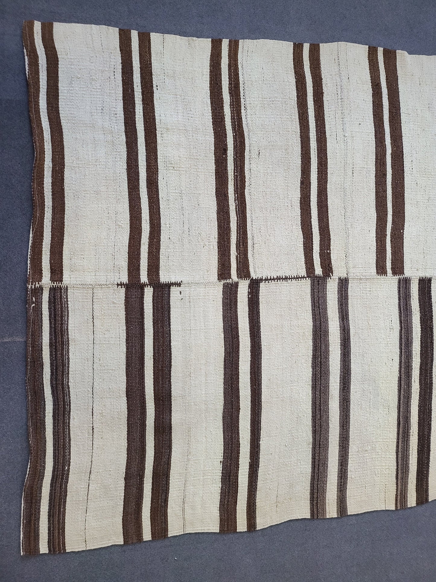 Neutral Vintage Rug Stripe 4.9 x 9.2 Wool Rug Muted Vintage Flat woven Rug Neutral Flatweave Carpet Stripped Rug Handmade Rug Turkish Kilim