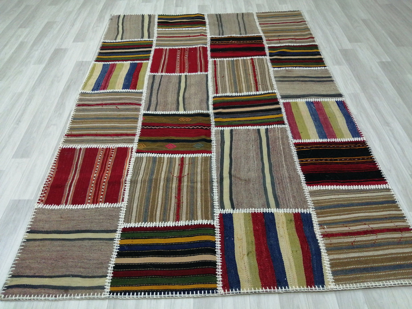 Hand Made Patchwork Rug, Oushak Rug, Rustic Rug, Bohemian Rug, Rug Runner, Turkish Rug, Farmhouse Rug, Vintage Rug, Wool rug