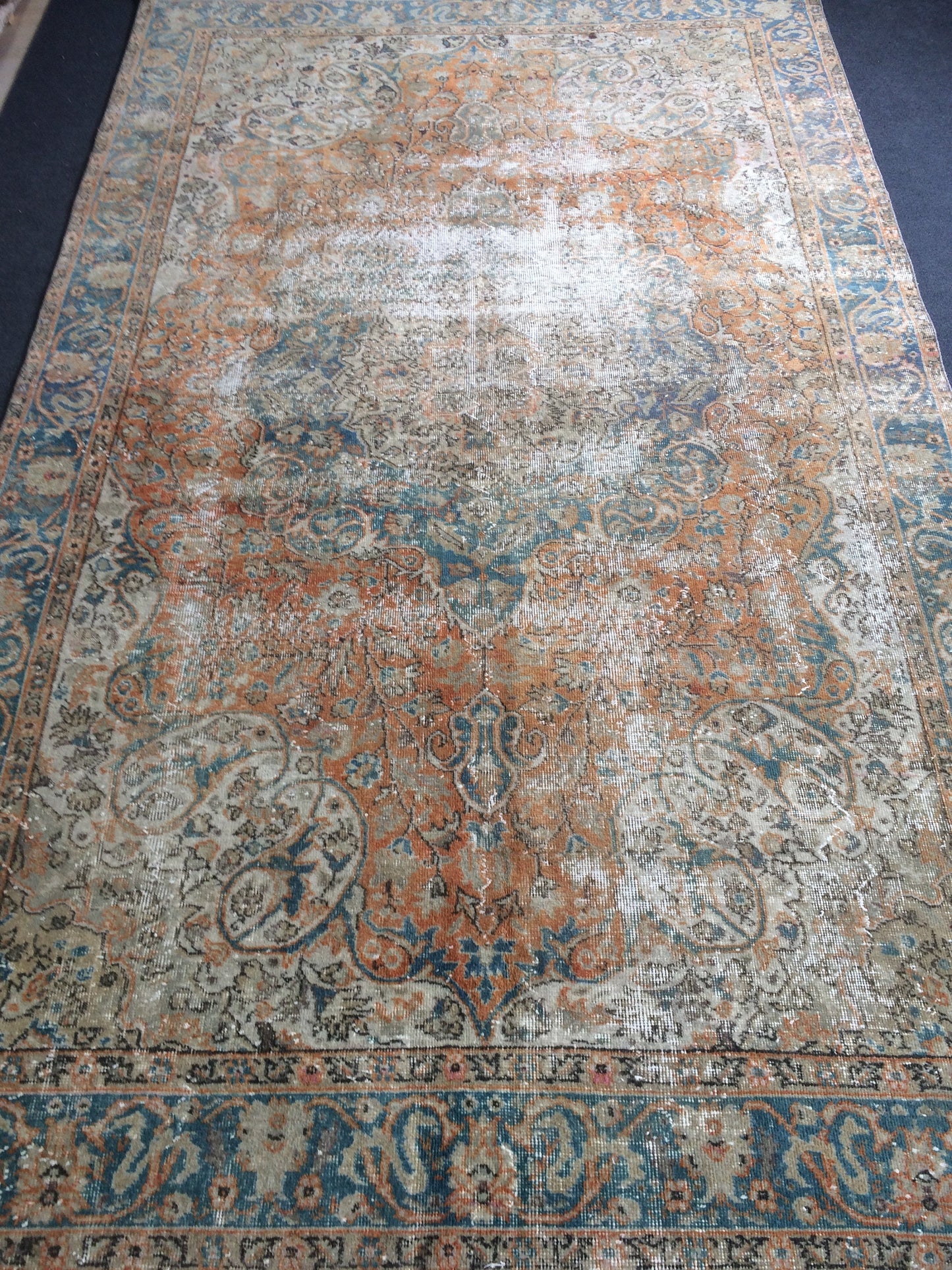 6.3 x 10.5 Distressed Area Rug, Oushak Rug, Vintage Rug Turkish Rugs, Oushak Rug Antique Handmade Rug