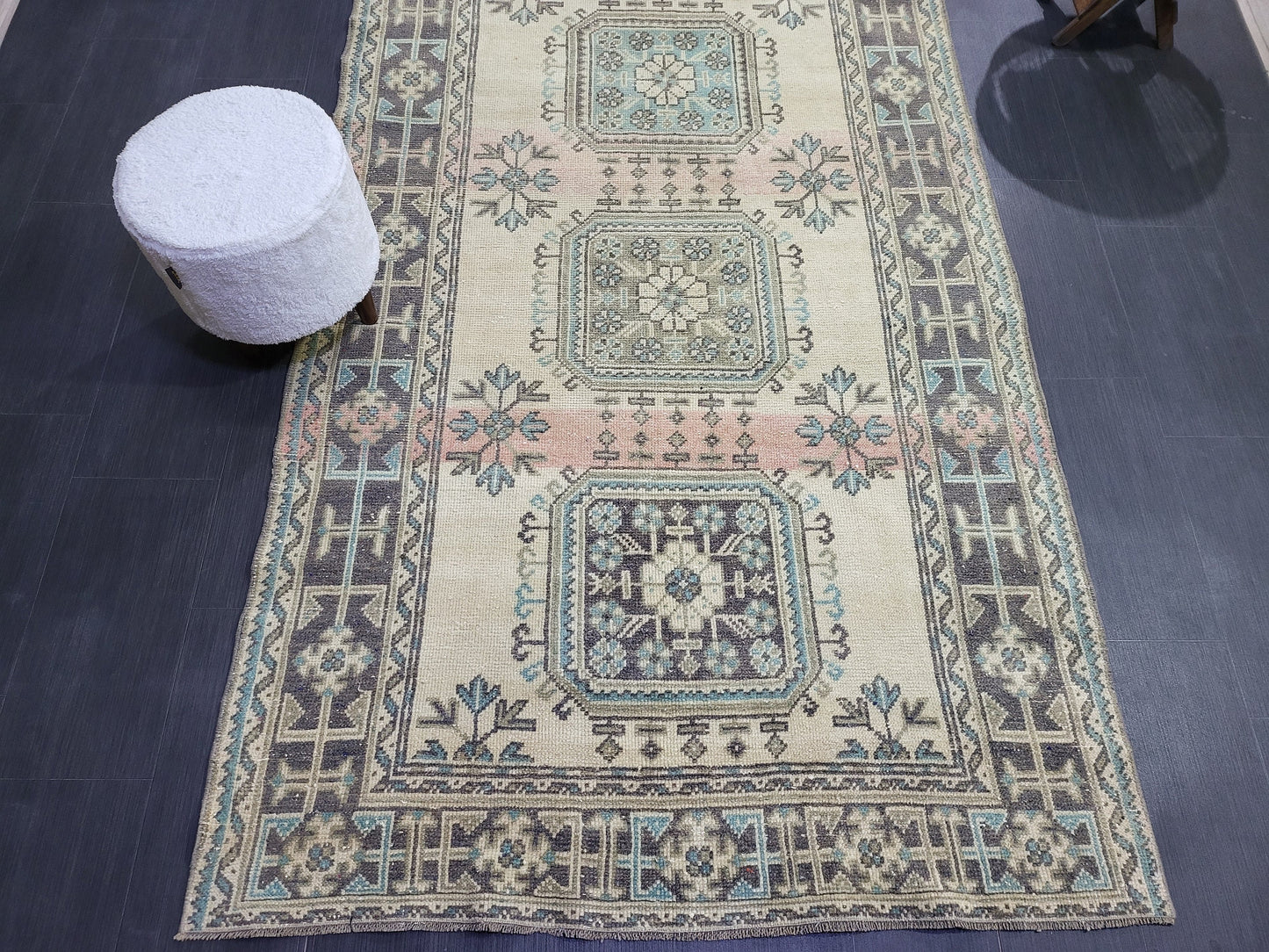 Handmade Oushak Runner Rug, Turkish Runner Rug, Vintage Runner 4.7 x 11.6 Rug, Hallway Runner Rug Kitchen Runner Rug Wool Runner Rug