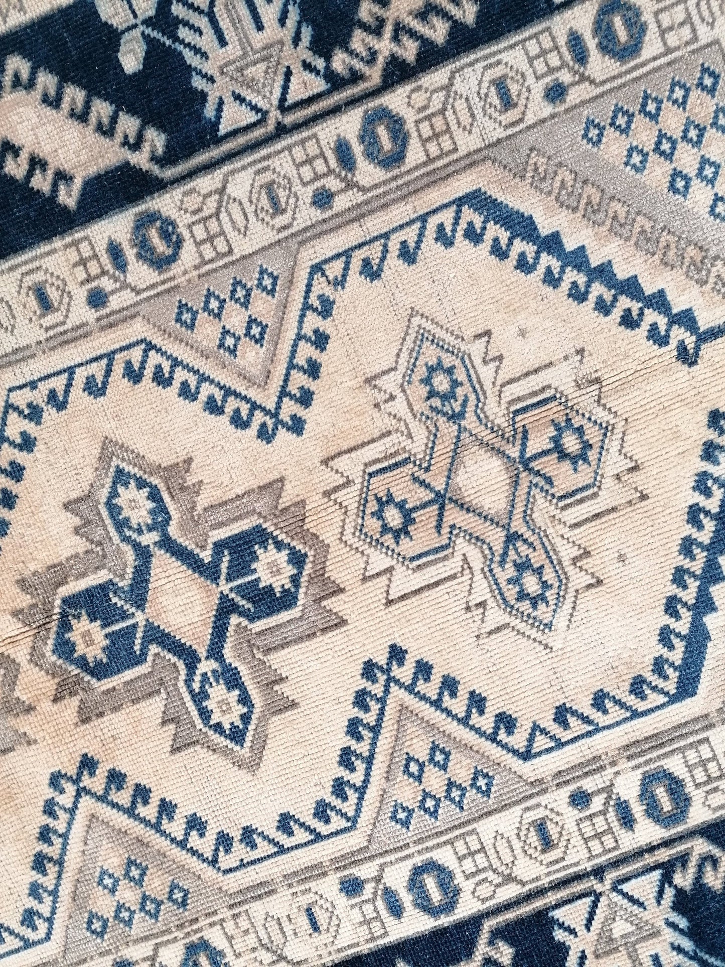 Vintage handmade rug, turkish wool rug 4'11x7'4 blue vintage oushak rug, bohemian rug